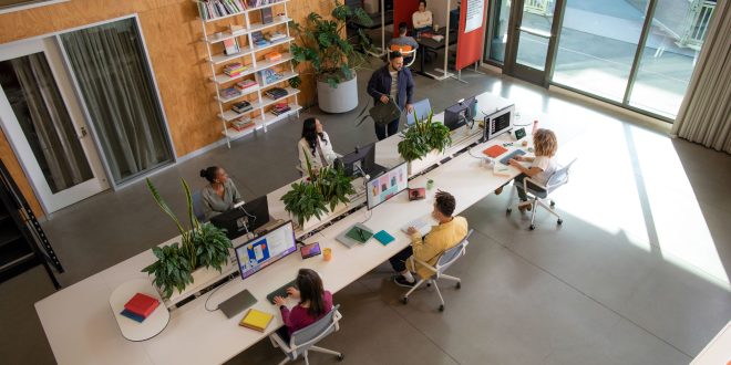 High Resolution JPG Logi Dock Flex LIFE Get People Together 1 Logitech introduces desk booking solution for hybrid workplaces and debuts Logi Dock Flex