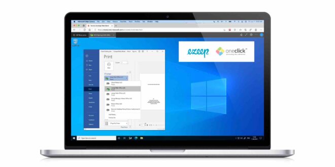 Screenshot oneclick ezeep copy ezeep Blue and oneclick integration merges browser-based cloud desktops with cloud print solutions