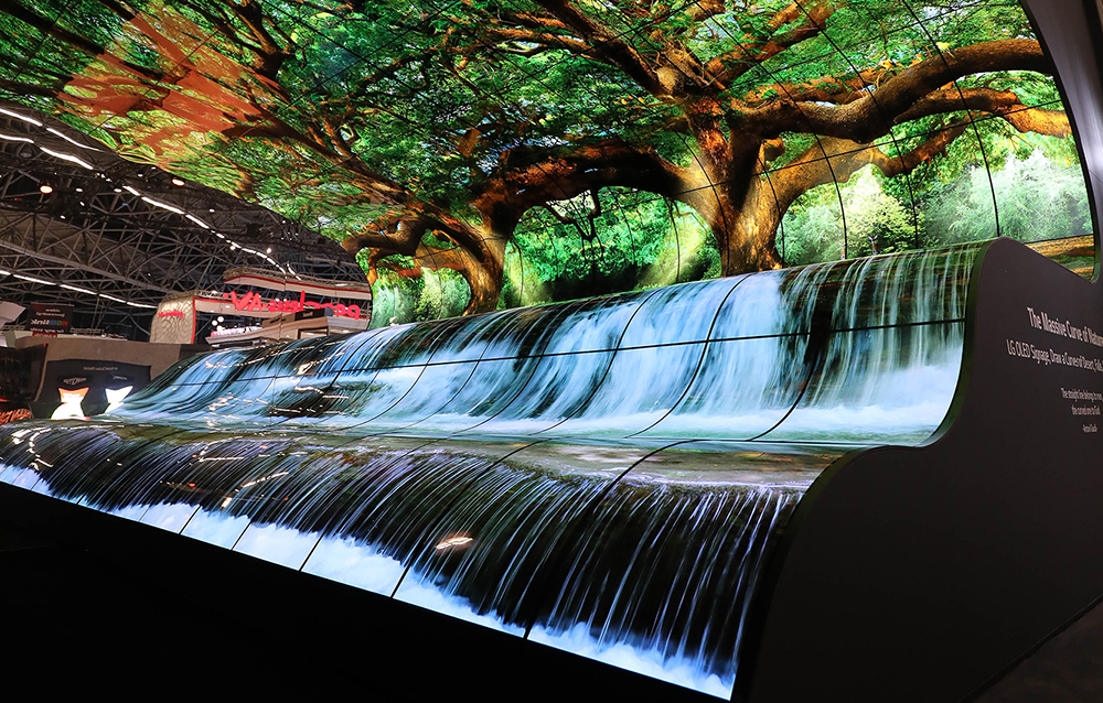 LG unveils OLED Falls display, transparent signage tech and more at ISE ...
